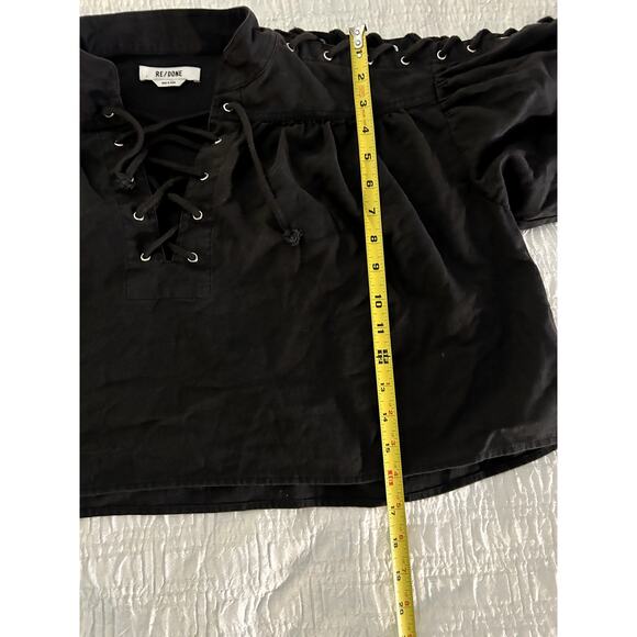 Re/Done Black Pirate Keyhole Mock Neck Top Size S - Picture 4 of 7